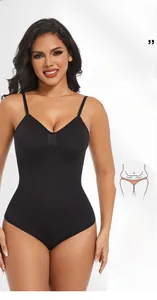 Detail showing high-waisted shaping bodysuit with tummy control and seamless compression