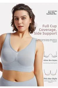 Détail du soutien-gorge de sport sans couture bleu clair avec larges bretelles