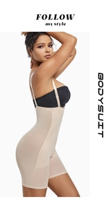 Vue latérale détaillée du body sculptant taille haute avec panneaux en maille aérée