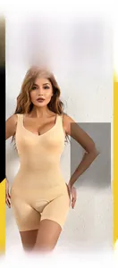 Detail view of seamless high elasticity compression bodysuit for tummy control and lifting