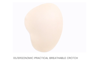 Detail of ergonomic breathable crotch pad with micro-ventilation holes for body shaper