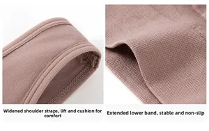 Détail des larges bretelles et de la bande élastique longue du soutien-gorge de sport
