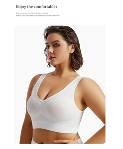 Gros plan détaillé d'un soutien-gorge de sport blanc sans armatures avec col en V et bretelles