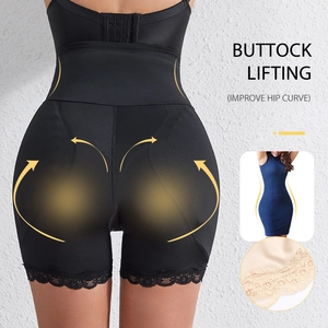 High waist butt lifting shapewear for women with elegant black lace trim detail