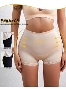 Détails de gaine amincissante taille haute avec bordure en dentelle et compression ventrale