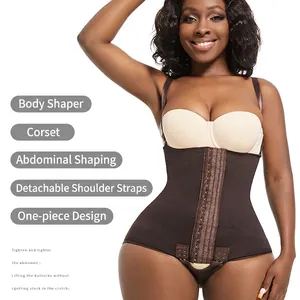 Women's full body shapewear in dark brown with tummy control and butt lifting design