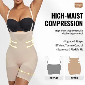 Body gainant taille haute pour femme avec double compression et bretelles réglables