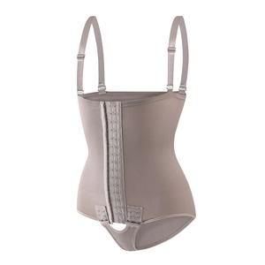 Women's full body shapewear bodysuit with adjustable straps and front hook-and-eye closure