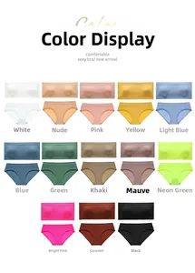 Matrix view of seamless lingerie sets in 13 vibrant colors with matching briefs