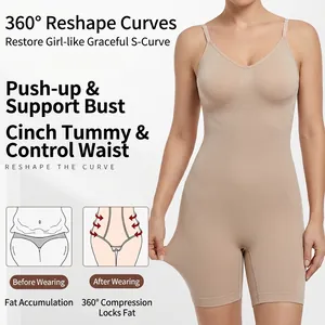 Women's shapewear bodysuit with tummy control and butt lifting in nude beige color