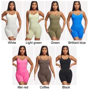 Dames yoga bodysuit met hoge elasticiteit en ribgebreid ontwerp in zeven diverse kleuren