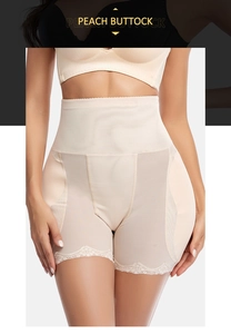 Close-up of seamless high waist shapewear with lace trim and breathable mesh fabric