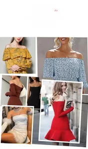 Collage of fashion outfits featuring open back and off-shoulder lingerie styles