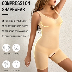 Women's seamless nude shapewear bodysuit with firm tummy control and waist slimming design