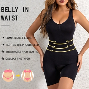 Women's full body shaper bodysuit with tummy control and butt lifting in black