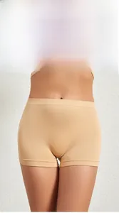 Detail of seamless high waist safety shorts in nude skin tone for everyday comfort
