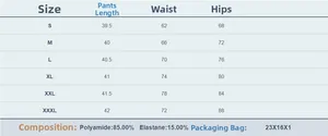 Detailed size chart for high waist body shaping shorts from S to XXXL with measurements