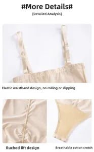 Dettagli di guaina modellante con vita elastica, effetto lifting e tassello in cotone