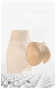 Detail of high waist shaping shorts with removable 3D foam pads and lace trim edges
