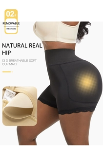 Détail de culotte gainante taille haute avec coussinets 3D et étiquette de taille S