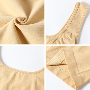 Seamless beige bodysuit shaper with wide straps and high-elastic knit fabric detail