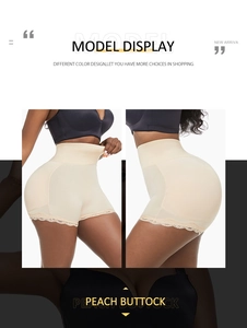 Détail du short sculptant à taille haute avec bordure en dentelle et effet lève-fessier