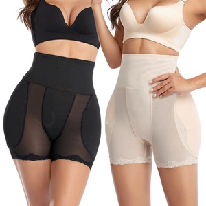 Women's High Waist Shapewear Tummy Control Butt Lifter Panties Padded Body Shaper Breathable Mesh Lace Trim Polyester Underwear