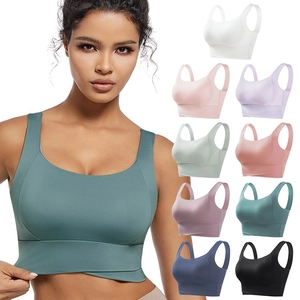 Women High Impact Sports Bra Seamless Shockproof Wireless Gathered Yoga Tank Top Fitness Running Breathable Workout Top