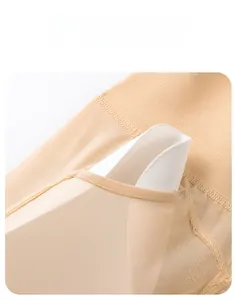 Detail of high waist body shaper with breathable mesh and removable foam padding