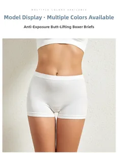 Detailed view of white plus size safety shorts with anti-exposure and butt-lifting features