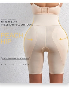 Detailed back view of high waist body shaper featuring peach hip lifting seam design