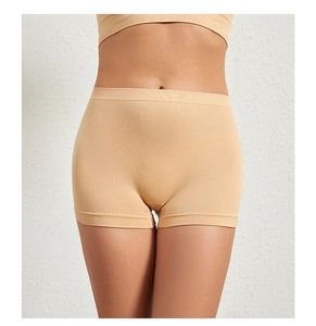 Close-up of nude high-waist seamless safety shorts with smooth laser-cut edges