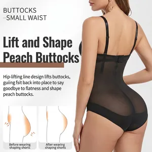 Guaina modellante a vita alta con effetto push-up in tessuto a rete nero da donna