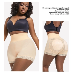 Lace detail and floral jacquard patterns on high-waist body shaping tummy control shorts