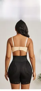 Detail of high waist shapewear featuring breathable mesh panels and delicate lace trim