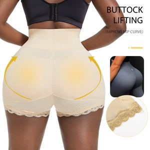Gaine amincissante taille haute beige avec dentelle et effet remonte-fesses ciblé