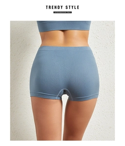 Back view of high-waist seamless safety shorts showing lifting effect and smooth fit