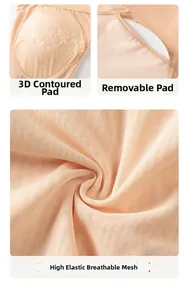 Detail view of breathable mesh fabric and removable 3D hip pads for body sculpting