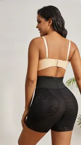 Detail of high waist lace shapewear showing butt lifting texture and floral embroidery