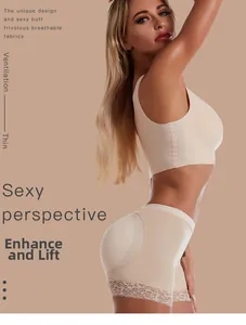 Détail de culotte rembourrée push-up avec dentelle et conception haute sans couture
