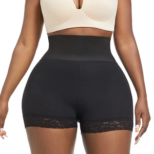 High waist seamless body shaper with adjustable buckle and lace trim details