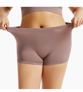 Close-up of high-elasticity seamless safety shorts showing extreme horizontal stretch