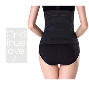 Detail of high-waisted waist trainer featuring breathable mesh and multi-row hook closures
