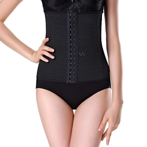 High waist waist trainer for women with breathable mesh and three-row hook closure
