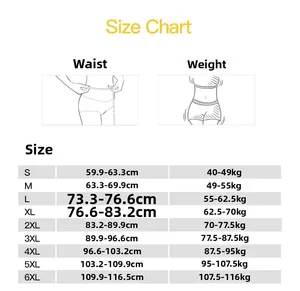 Detailed size chart for postpartum waist trainer corset from S to 6XL with measurements