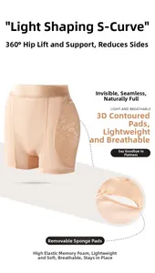 Detail of high waist shapewear with lace trim and removable 3D foam hip pads