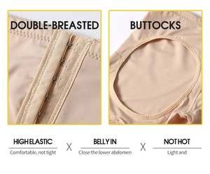 Detail of high waist shaping shorts featuring double-breasted hooks and butt lift design