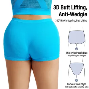 Blue seamless high-stretch safety shorts with 3D lifting and full coverage design
