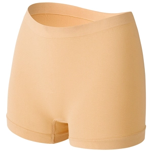 Seamless plus size women's beige boyshorts with wide elastic waistband and soft fabric
