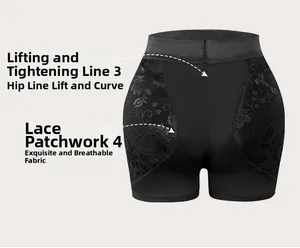 Detailed view of high waist butt lifter with elegant black lace and compression fabric